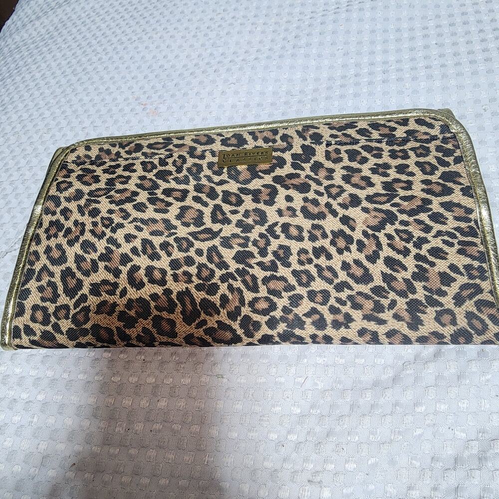 JOAN RIVERS EUC CLASSIC LEOPARD CANVAS TRAVEL JEWELRY BAG